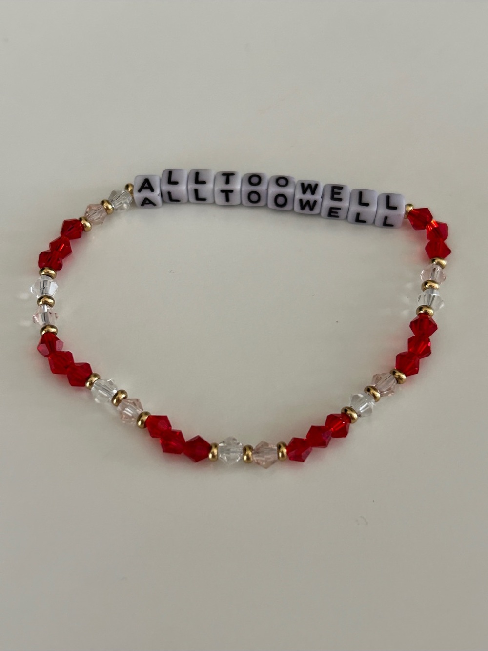 All Too Well Red Beaded Letter Bracelet